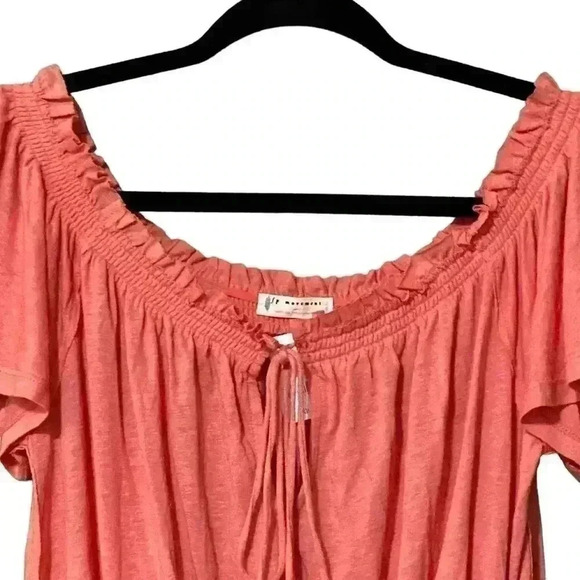 Free People Movement Linen Blend Blouse M Pink Off the Shoulder Tassels NWT - Picture 4 of 9